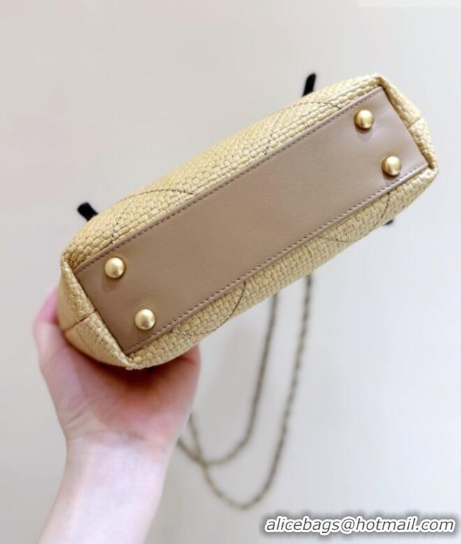 Good Product Chanel Braided Straw Small Shopping Tote Bag AS6015 Beige 2026 Top Quality