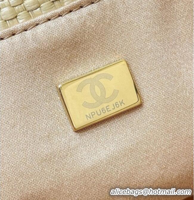 Good Product Chanel Braided Straw Small Shopping Tote Bag AS6015 Beige 2026 Top Quality