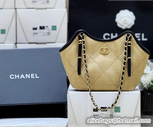Good Product Chanel Braided Straw Small Shopping Tote Bag AS6015 Beige 2026 Top Quality