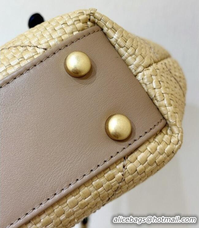 Good Product Chanel Braided Straw Small Shopping Tote Bag AS6015 Beige 2026 Top Quality