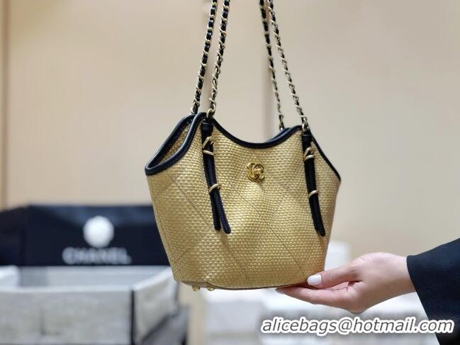Good Product Chanel Braided Straw Small Shopping Tote Bag AS6015 Beige 2026 Top Quality