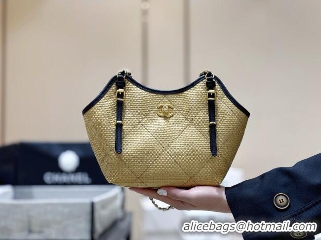 Good Product Chanel Braided Straw Small Shopping Tote Bag AS6015 Beige 2026 Top Quality