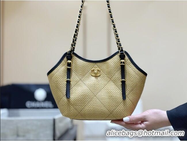 Good Product Chanel Braided Straw Small Shopping Tote Bag AS6015 Beige 2026 Top Quality