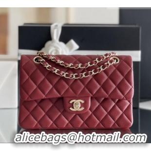 Top Design Chanel Grained Calfskin Small Classic Flap Bag A01116 Burgundy/Light Gold 2026 Original Quality