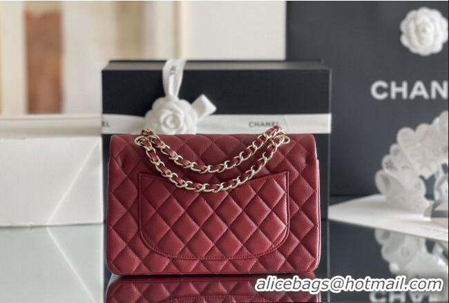 Top Design Chanel Grained Calfskin Small Classic Flap Bag A01116 Burgundy/Light Gold 2026 Original Quality