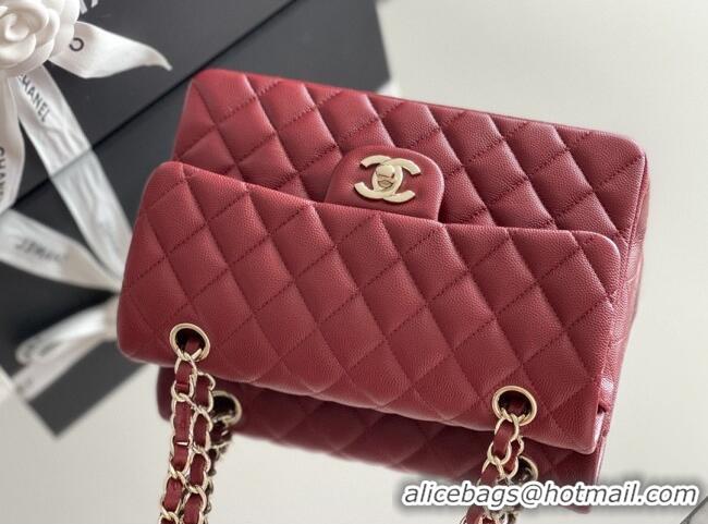 Top Design Chanel Grained Calfskin Small Classic Flap Bag A01116 Burgundy/Light Gold 2026 Original Quality