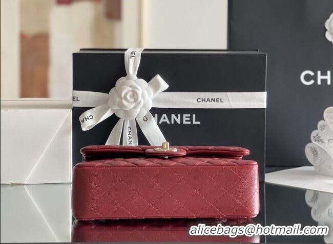 Top Design Chanel Grained Calfskin Small Classic Flap Bag A01116 Burgundy/Light Gold 2026 Original Quality