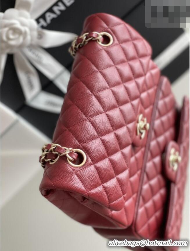 Top Design Chanel Grained Calfskin Small Classic Flap Bag A01116 Burgundy/Light Gold 2026 Original Quality