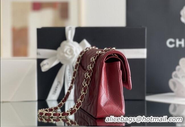 Top Design Chanel Grained Calfskin Small Classic Flap Bag A01116 Burgundy/Light Gold 2026 Original Quality