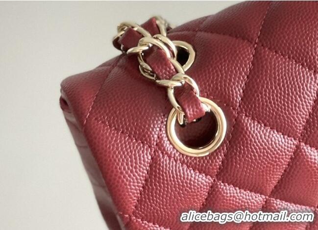 Top Design Chanel Grained Calfskin Small Classic Flap Bag A01116 Burgundy/Light Gold 2026 Original Quality