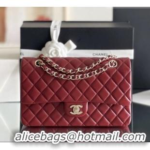 Shop Best Chanel Grained Calfskin Medium Classic Flap Bag A01112 Burgundy/Light Gold 2026 Original Quality