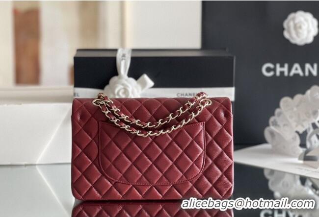 Shop Best Chanel Grained Calfskin Medium Classic Flap Bag A01112 Burgundy/Light Gold 2026 Original Quality