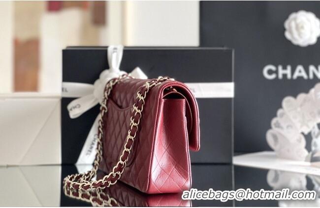 Shop Best Chanel Grained Calfskin Medium Classic Flap Bag A01112 Burgundy/Light Gold 2026 Original Quality