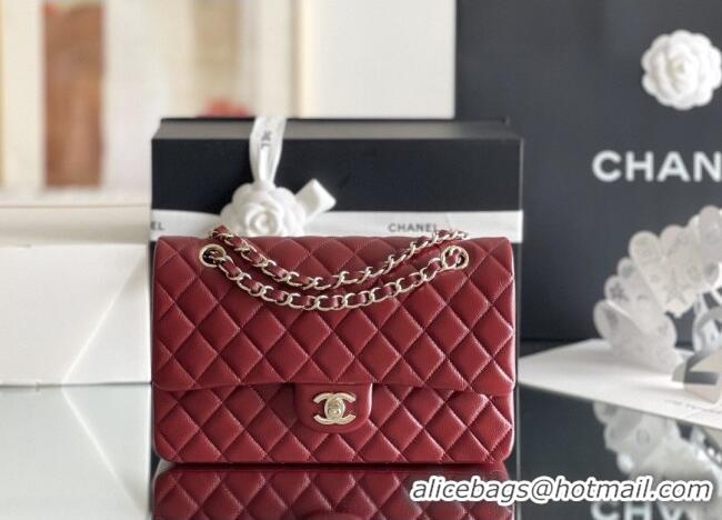 Shop Best Chanel Grained Calfskin Medium Classic Flap Bag A01112 Burgundy/Light Gold 2026 Original Quality