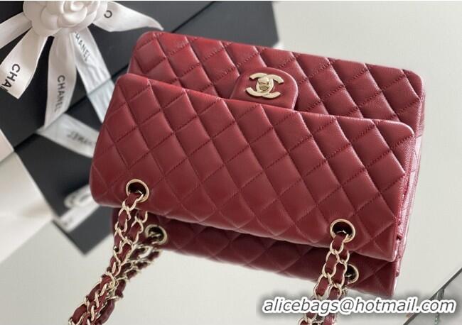 Shop Best Chanel Grained Calfskin Medium Classic Flap Bag A01112 Burgundy/Light Gold 2026 Original Quality