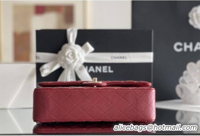 Shop Best Chanel Grained Calfskin Medium Classic Flap Bag A01112 Burgundy/Light Gold 2026 Original Quality