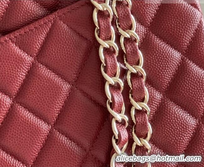 Shop Best Chanel Grained Calfskin Medium Classic Flap Bag A01112 Burgundy/Light Gold 2026 Original Quality