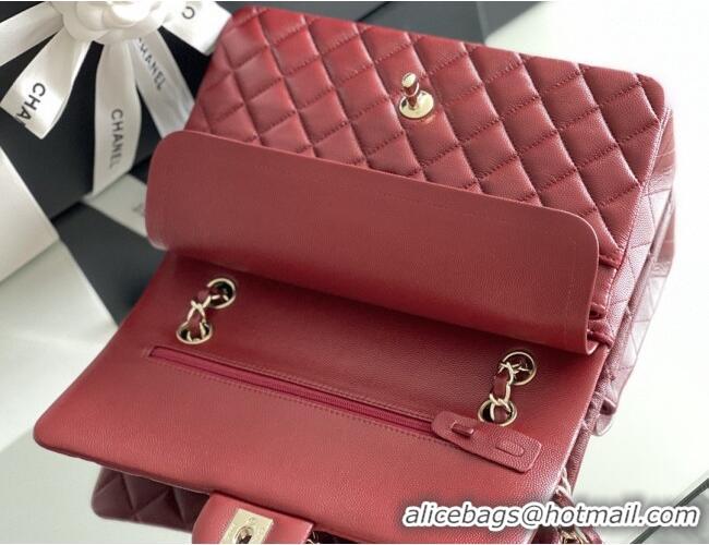 Shop Best Chanel Grained Calfskin Medium Classic Flap Bag A01112 Burgundy/Light Gold 2026 Original Quality