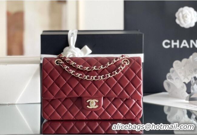 Shop Best Chanel Grained Calfskin Medium Classic Flap Bag A01112 Burgundy/Light Gold 2026 Original Quality