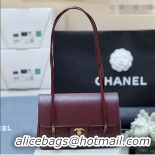 Best Price Chanel Small Flap Bag in Grained Shiny Calfskin AS6130 Burgundy Spring-Summer 2026 Top Quality