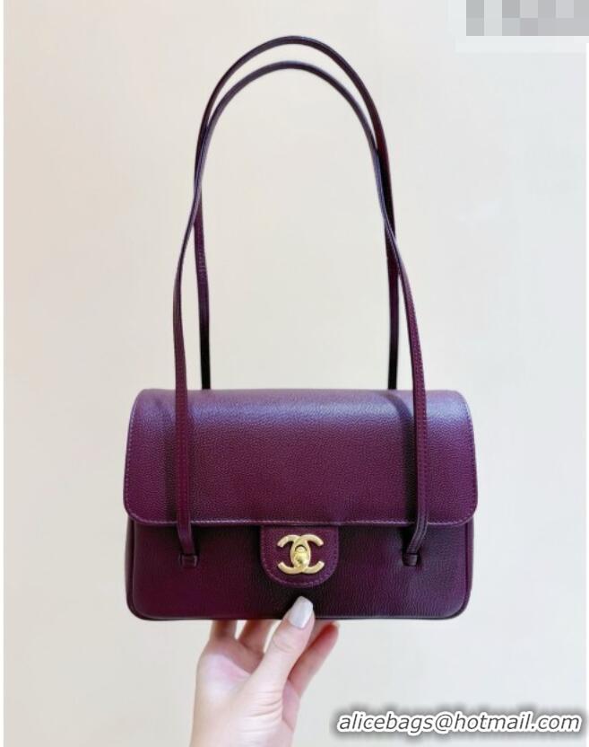 Best Price Chanel Small Flap Bag in Grained Shiny Calfskin AS6130 Burgundy Spring-Summer 2026 Top Quality