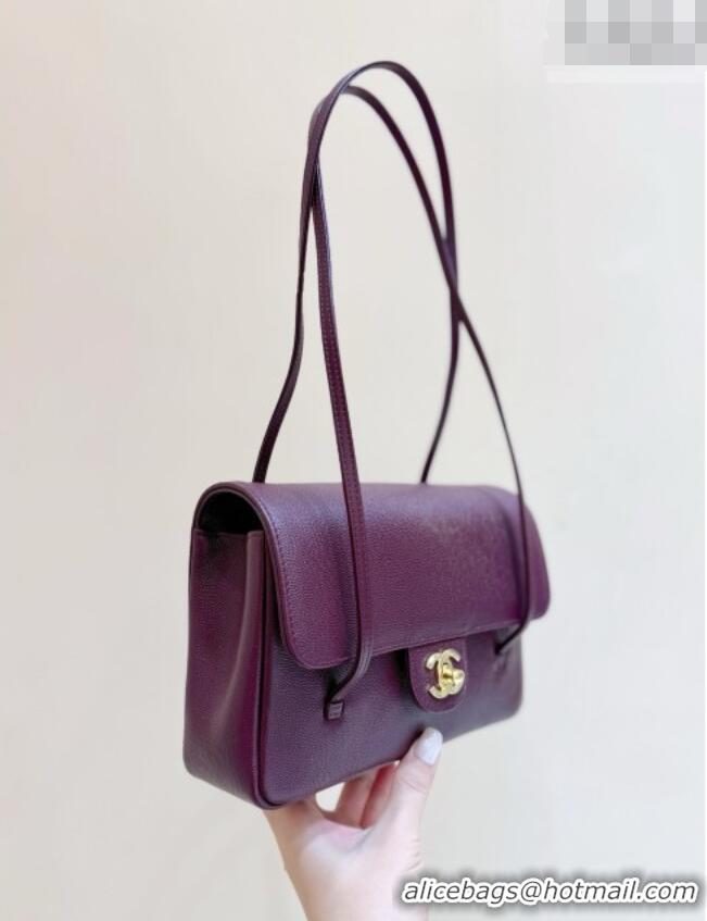 Best Price Chanel Small Flap Bag in Grained Shiny Calfskin AS6130 Burgundy Spring-Summer 2026 Top Quality