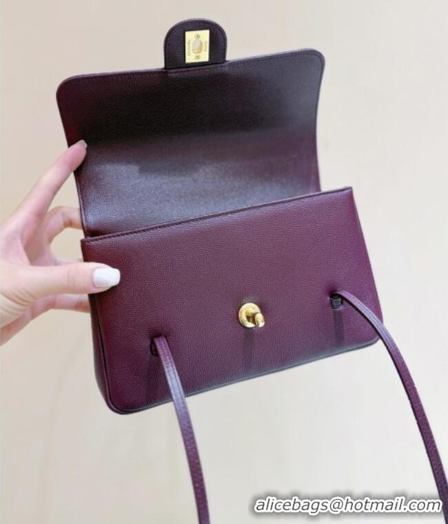 Best Price Chanel Small Flap Bag in Grained Shiny Calfskin AS6130 Burgundy Spring-Summer 2026 Top Quality