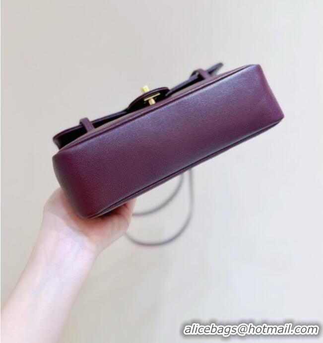 Best Price Chanel Small Flap Bag in Grained Shiny Calfskin AS6130 Burgundy Spring-Summer 2026 Top Quality