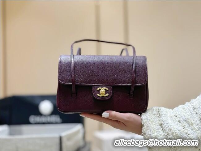 Best Price Chanel Small Flap Bag in Grained Shiny Calfskin AS6130 Burgundy Spring-Summer 2026 Top Quality