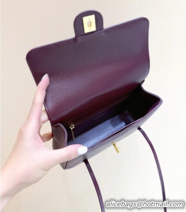 Best Price Chanel Small Flap Bag in Grained Shiny Calfskin AS6130 Burgundy Spring-Summer 2026 Top Quality