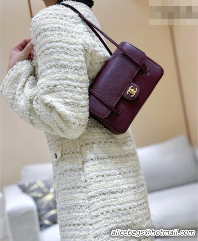 Best Price Chanel Small Flap Bag in Grained Shiny Calfskin AS6130 Burgundy Spring-Summer 2026 Top Quality