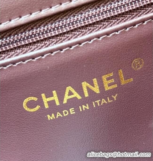 Best Price Chanel Small Flap Bag in Grained Shiny Calfskin AS6130 Burgundy Spring-Summer 2026 Top Quality