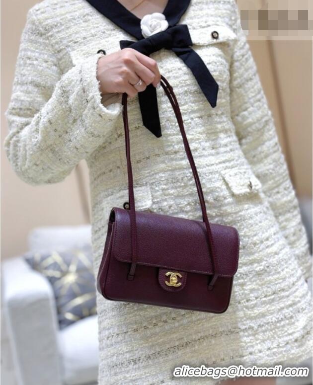 Best Price Chanel Small Flap Bag in Grained Shiny Calfskin AS6130 Burgundy Spring-Summer 2026 Top Quality