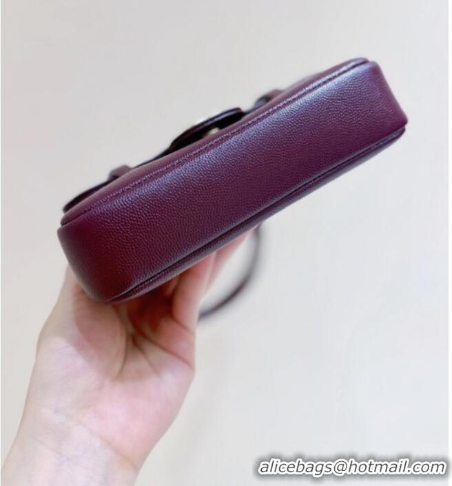 Inexpensive Chanel Grained Shiny Calfskin Clutch with Leather Strap AP5068 Burgundy 2026 Top Quality