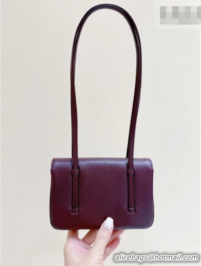 Inexpensive Chanel Grained Shiny Calfskin Clutch with Leather Strap AP5068 Burgundy 2026 Top Quality