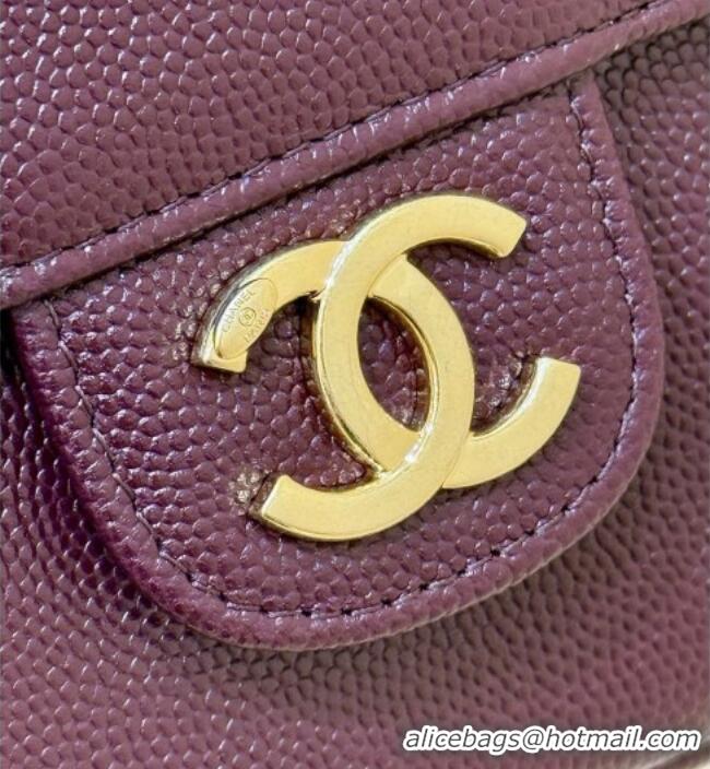 Inexpensive Chanel Grained Shiny Calfskin Clutch with Leather Strap AP5068 Burgundy 2026 Top Quality