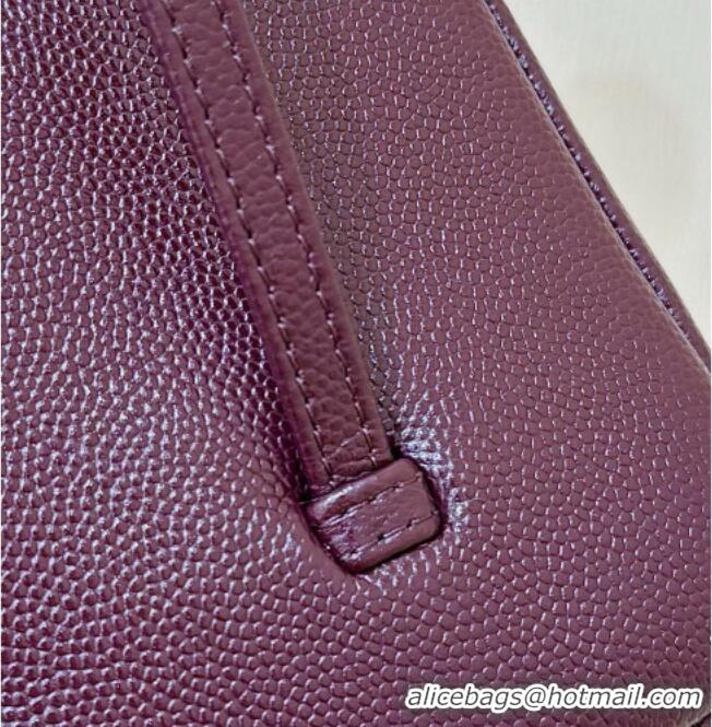 Inexpensive Chanel Grained Shiny Calfskin Clutch with Leather Strap AP5068 Burgundy 2026 Top Quality