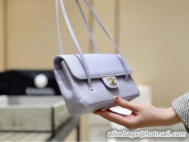 Reasonable Price Chanel Small Flap Bag in Grained Shiny Calfskin AS6130 Lilac Spring-Summer 2026 Top Quality
