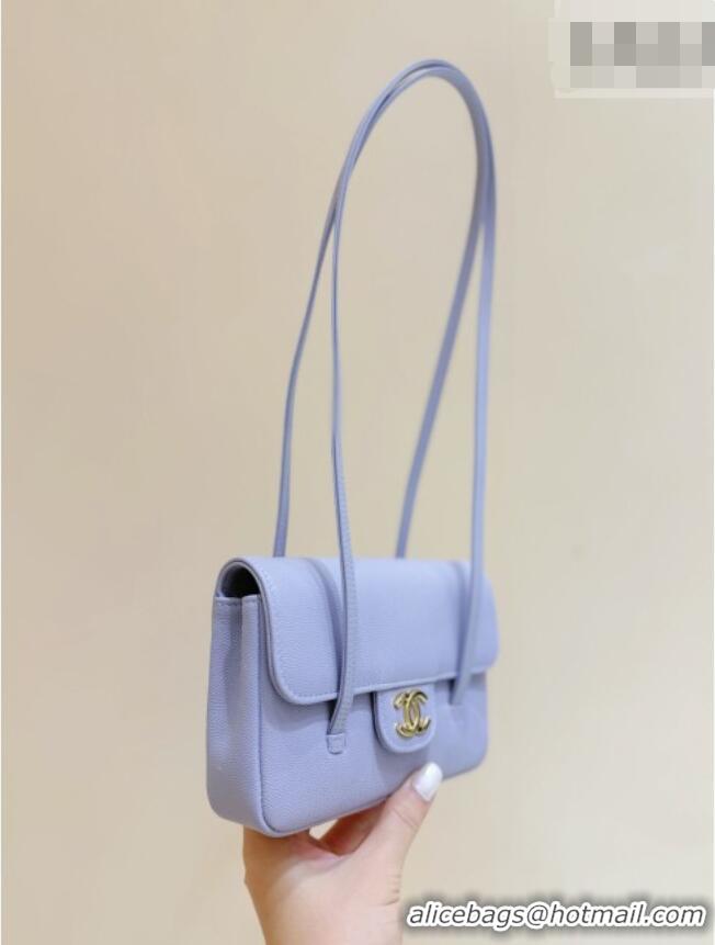 Trendy Design Chanel Grained Shiny Calfskin Clutch with Leather Strap AP5068 Lilac 2026 Top Quality