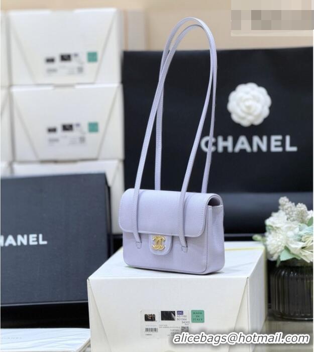 Trendy Design Chanel Grained Shiny Calfskin Clutch with Leather Strap AP5068 Lilac 2026 Top Quality