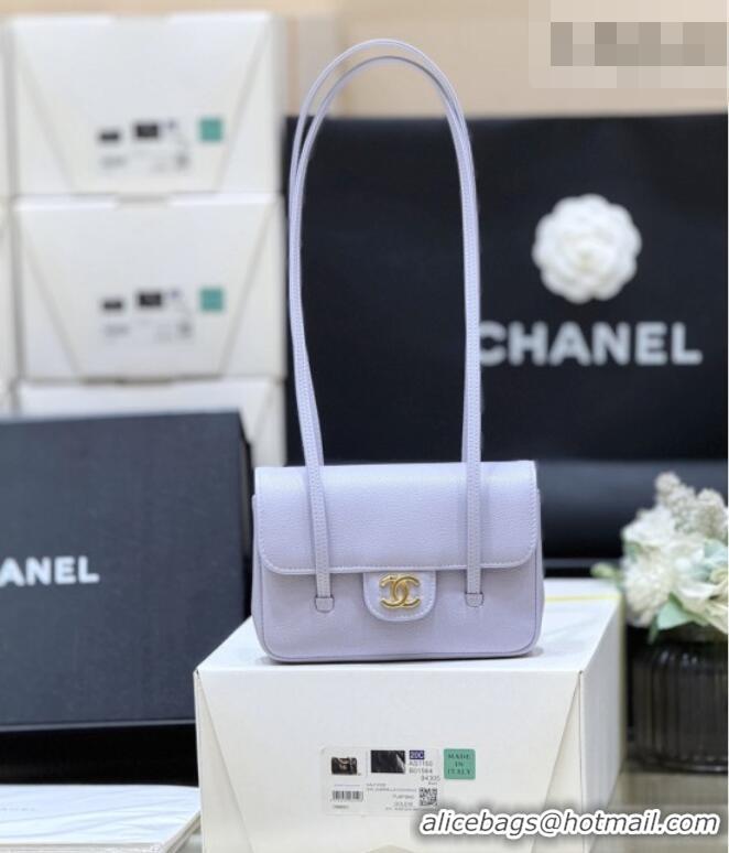 Trendy Design Chanel Grained Shiny Calfskin Clutch with Leather Strap AP5068 Lilac 2026 Top Quality