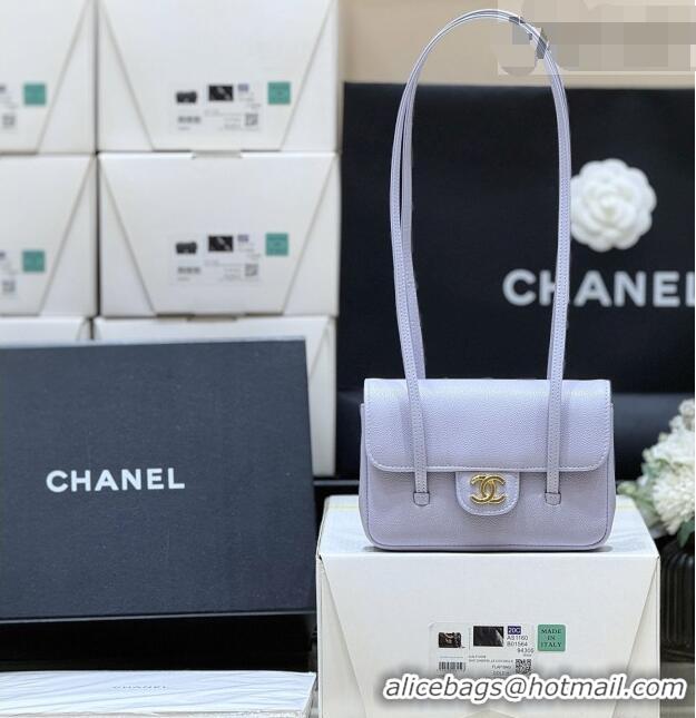 Trendy Design Chanel Grained Shiny Calfskin Clutch with Leather Strap AP5068 Lilac 2026 Top Quality