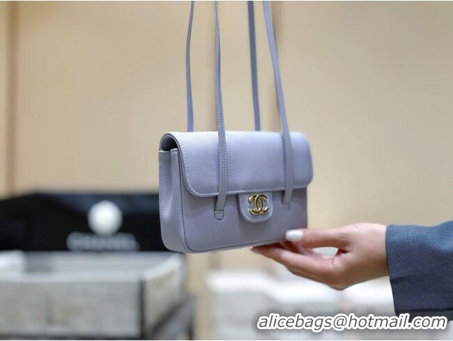 Trendy Design Chanel Grained Shiny Calfskin Clutch with Leather Strap AP5068 Lilac 2026 Top Quality
