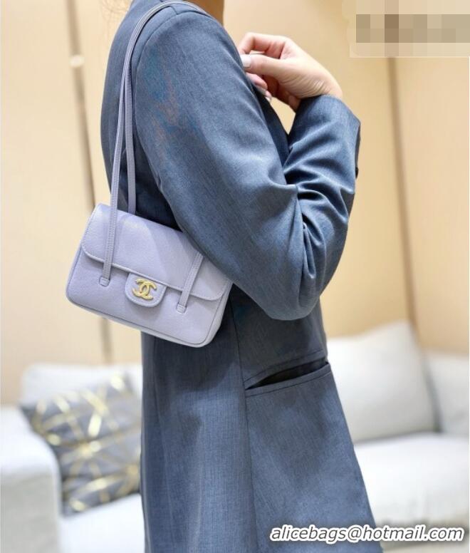 Trendy Design Chanel Grained Shiny Calfskin Clutch with Leather Strap AP5068 Lilac 2026 Top Quality