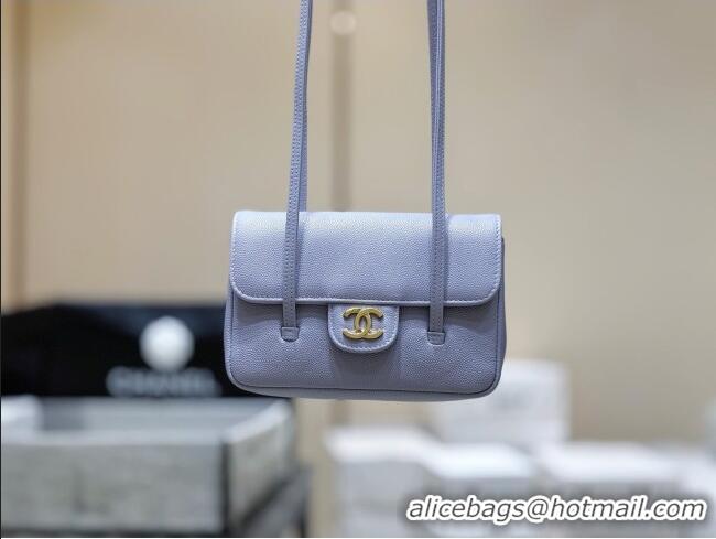 Trendy Design Chanel Grained Shiny Calfskin Clutch with Leather Strap AP5068 Lilac 2026 Top Quality