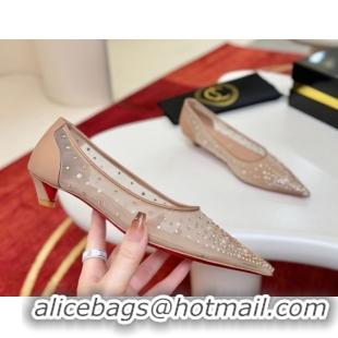Good Quality Christian Miss Z Degrastrass Perla Ballerinas Flat in Mesh with Strass and Pearls Blush 0225090 2026