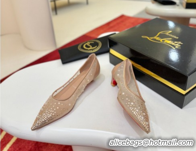 Good Quality Christian Miss Z Degrastrass Perla Ballerinas Flat in Mesh with Strass and Pearls Blush 0225090 2026