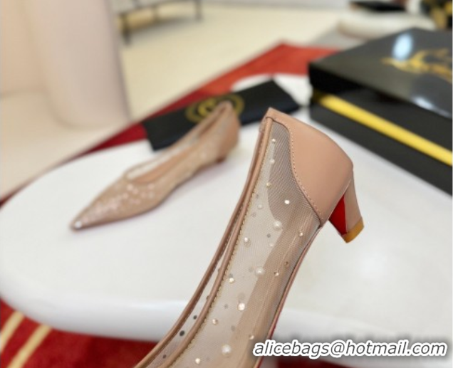 Good Quality Christian Miss Z Degrastrass Perla Ballerinas Flat in Mesh with Strass and Pearls Blush 0225090 2026