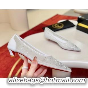 Sophisticated Christian Miss Z Degrastrass Perla Ballerinas Flat in Mesh with Strass and Pearls 0225091 White 2026