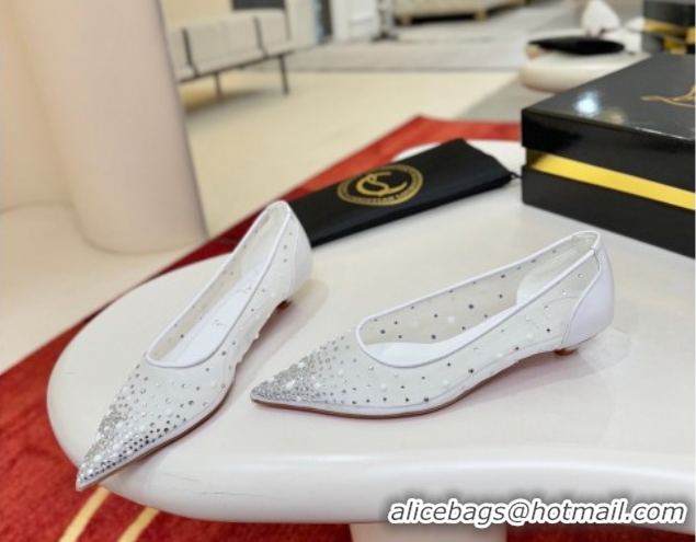 Sophisticated Christian Miss Z Degrastrass Perla Ballerinas Flat in Mesh with Strass and Pearls 0225091 White 2026
